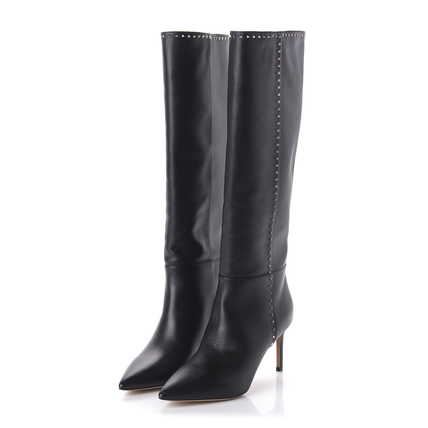 Valentino Garavani Vitello Lovestud Knee High Boots 39.5 Black 3 of 7