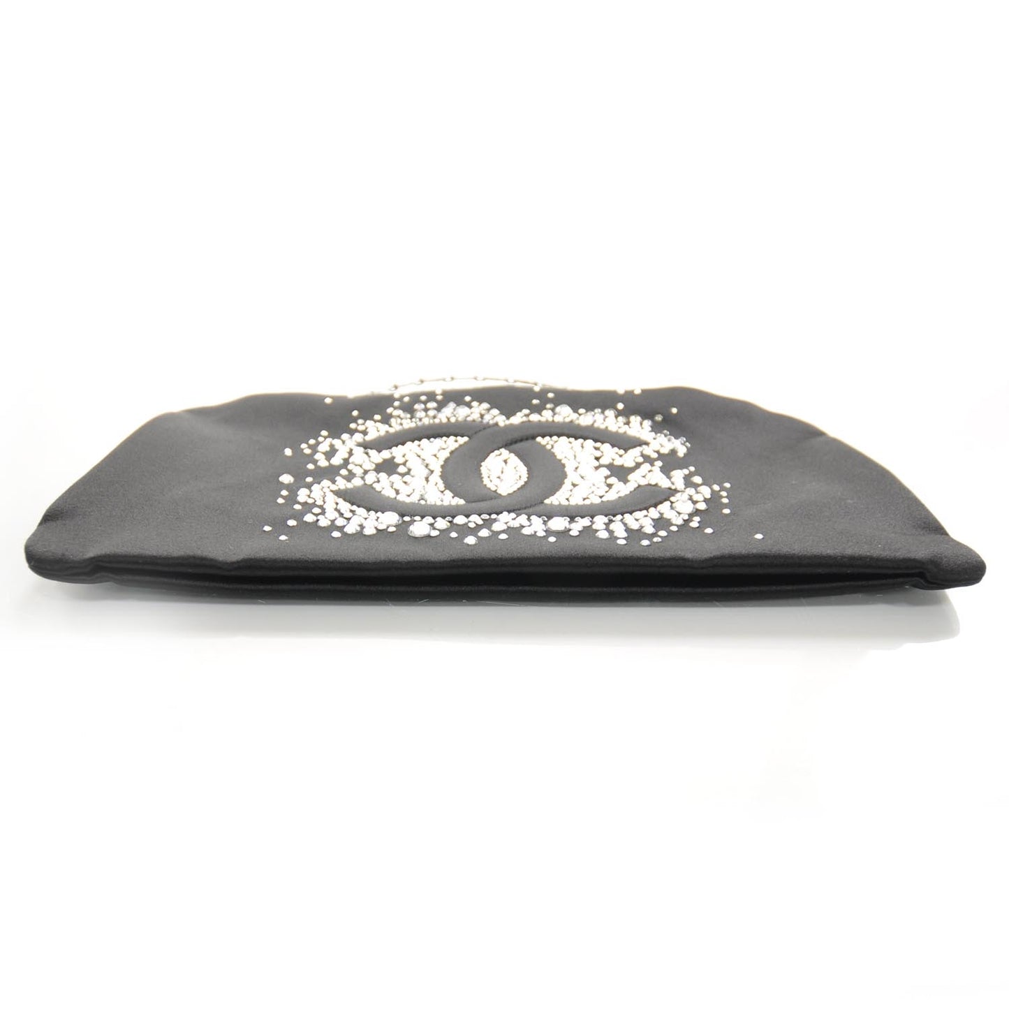 Satin Diamante Evening Clutch Bag Black