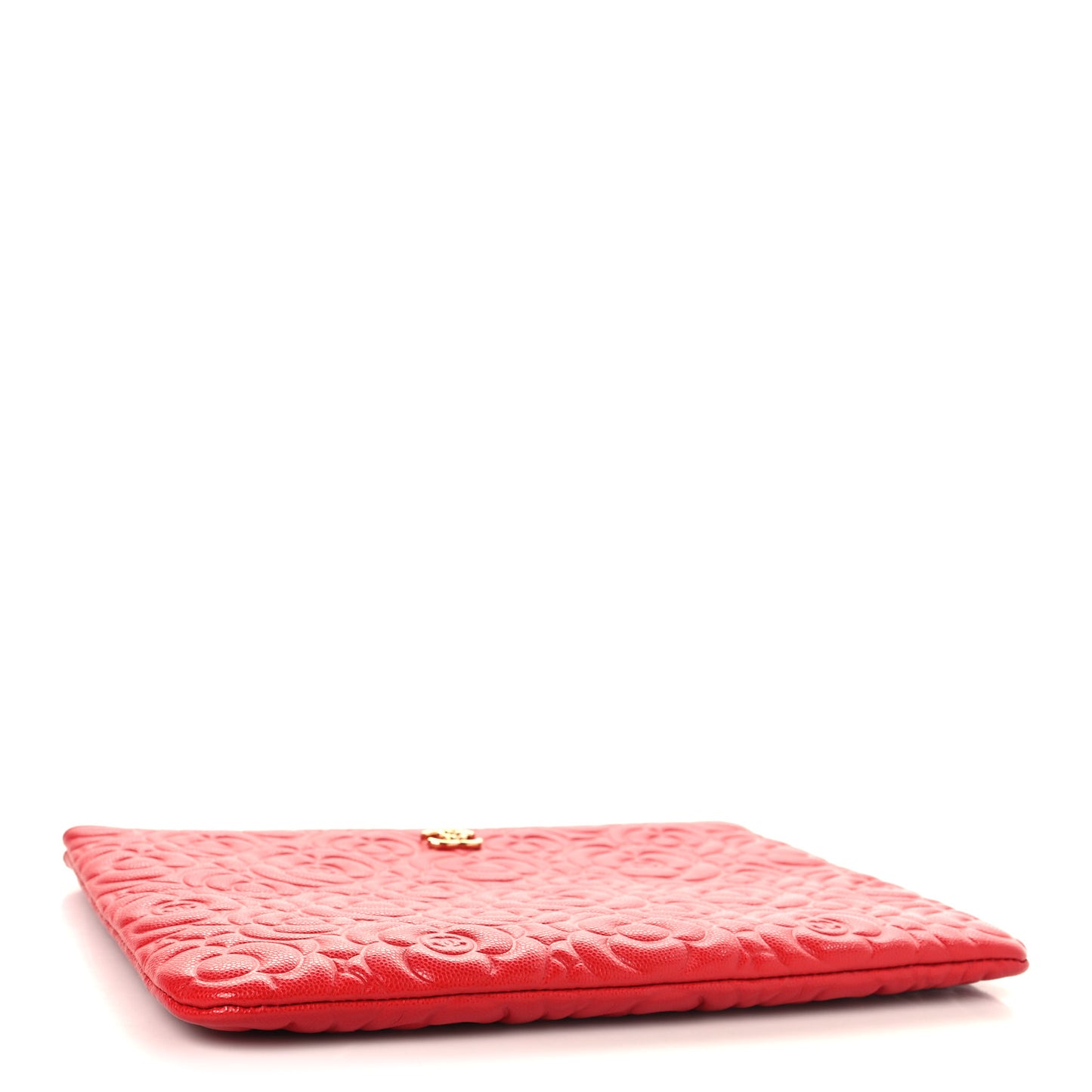 Caviar Camellia Embossed Medium Cosmetic Case Red