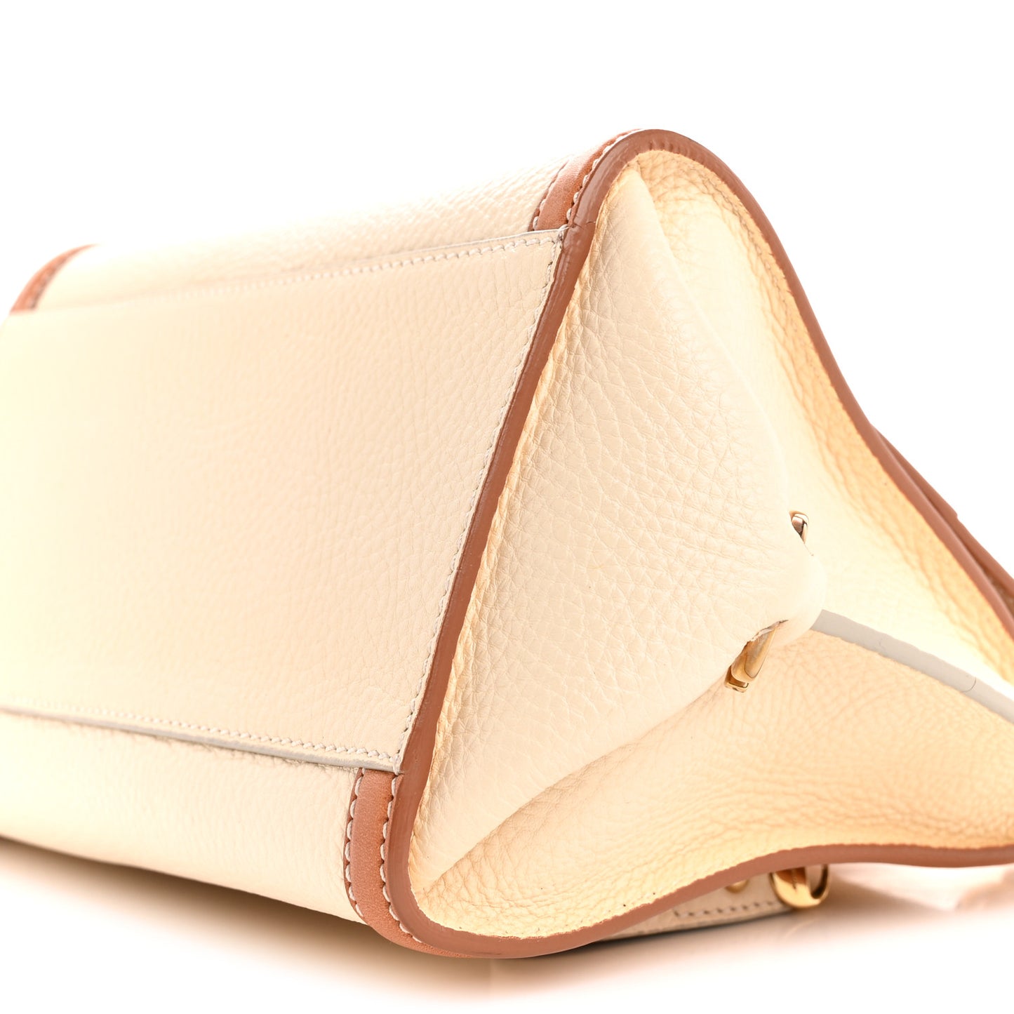 Grained Calfskin Small Sofia Satchel White Brown