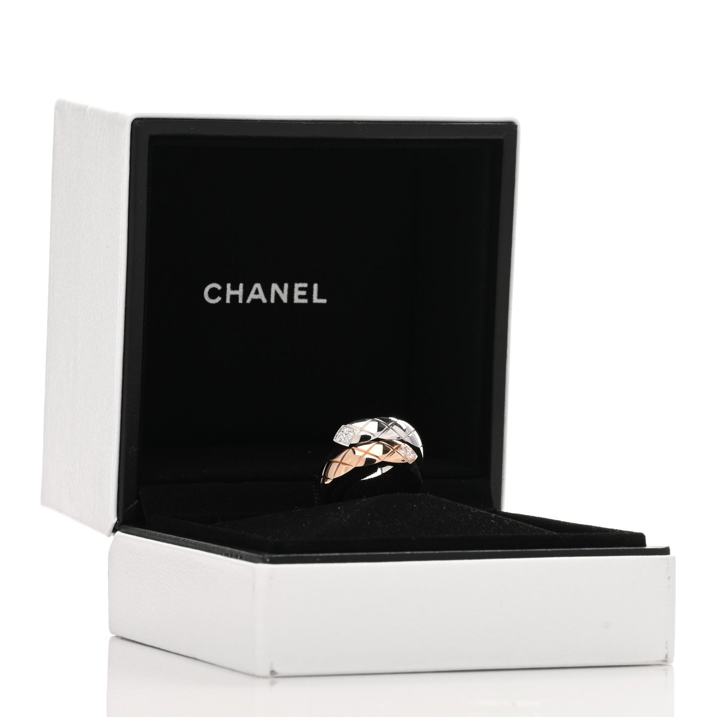 18K White Beige Gold Diamond Coco Crush Toi et Moi Ring 52 6