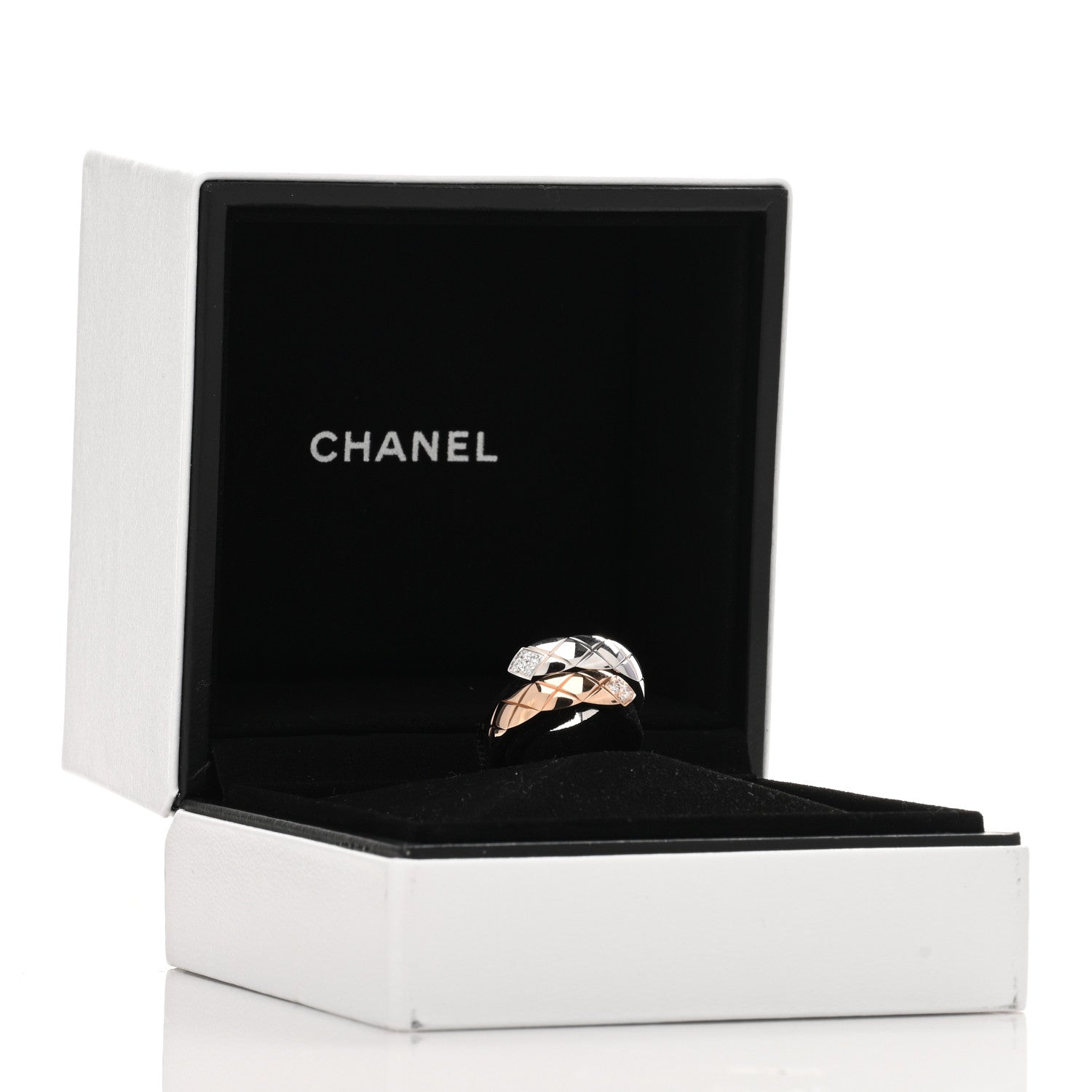 Chanel 18K White Beige Gold Diamond Coco Crush Toi et Moi Ring 52 6 5 of 5