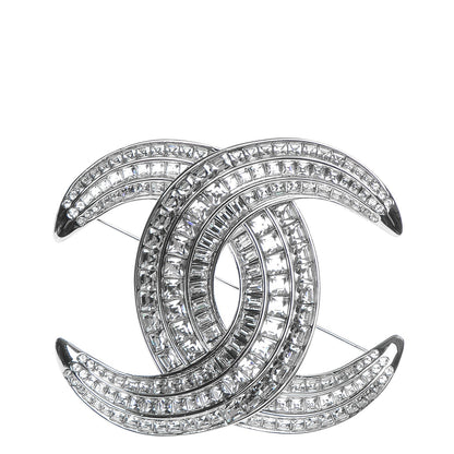 Chanel Baguette Crystal CC Brooch Silver 1 of 5