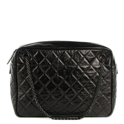 Chanel Metallic Aged Calfskin Quilted Large Reissue Camera Case Black 1 of 7