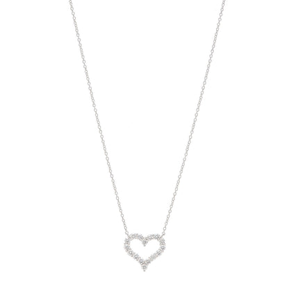 Tiffany Platinum Diamond .72ct Heart Pendant Necklace 1 of 6