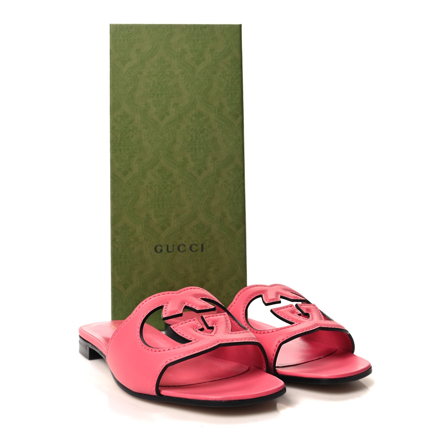 Gucci Cosmos Softy Calfskin Interlocking G Cut Out Slide Sandals 38.5 Rhodamine Pink 8 of 8