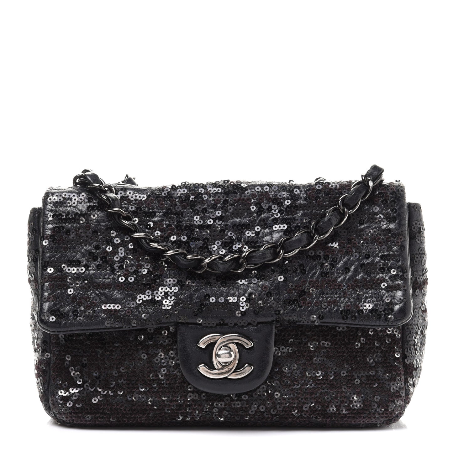 Sequin Lambskin Mini Moonlight on Water Flap Black