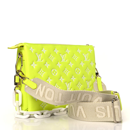 Louis Vuitton Calfskin Embossed Monogram LV Match Coussin PM Fluorescent Yellow 4 of 12
