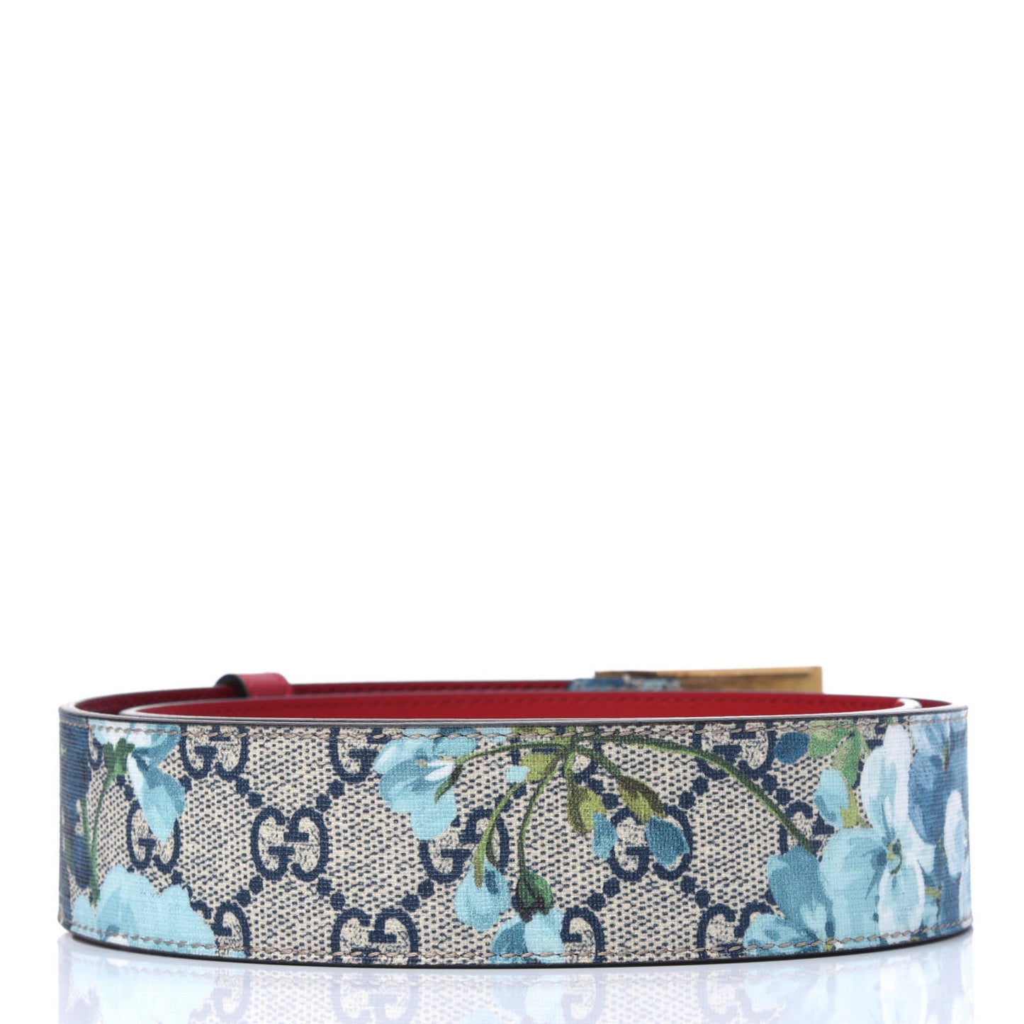 GG Plus Monogram Blooms Plaque Belt 80 32 Blue
