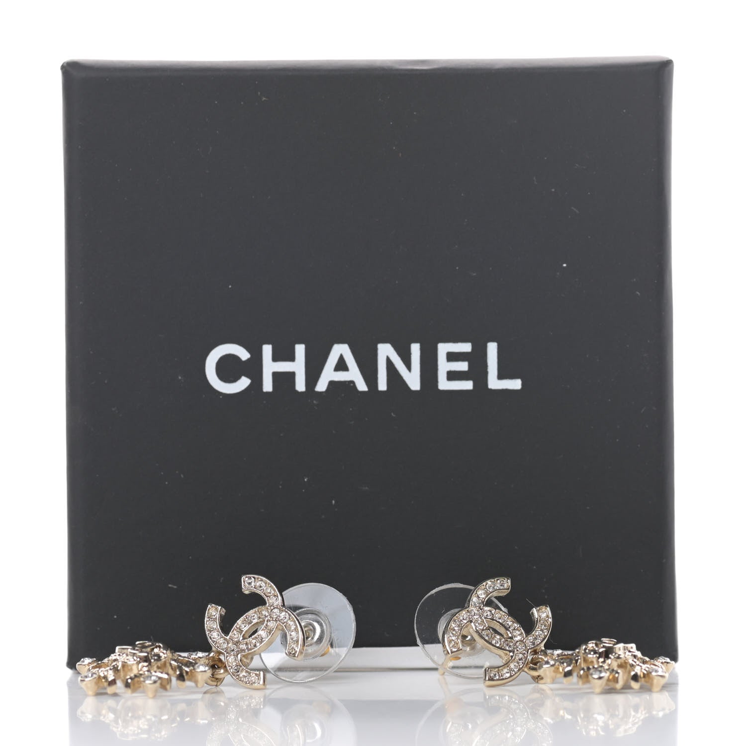 Chanel Crystal Snowflake CC Drop Earrings Gold 5 of 5