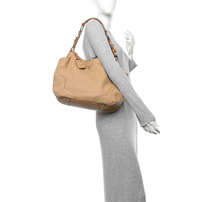 Prada Vitello Daino Side Pocket Hobo Sabbia 2 of 13