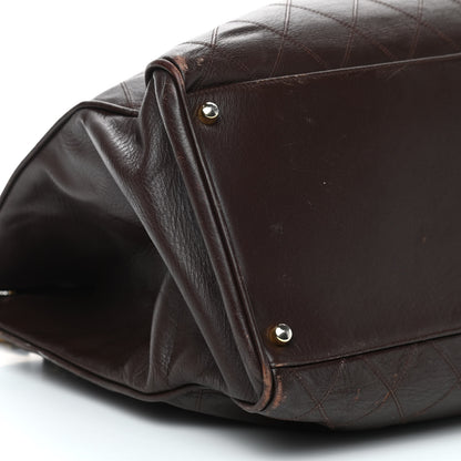 Chanel Calfskin Stitched XL Weekender Brown 10 of 11