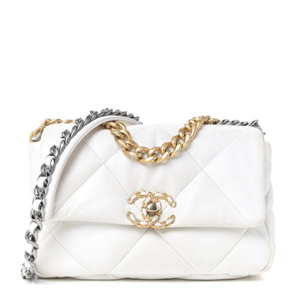 Chanel Goatskin Quilted Medium Chanel 19 Flap White 1 of 15