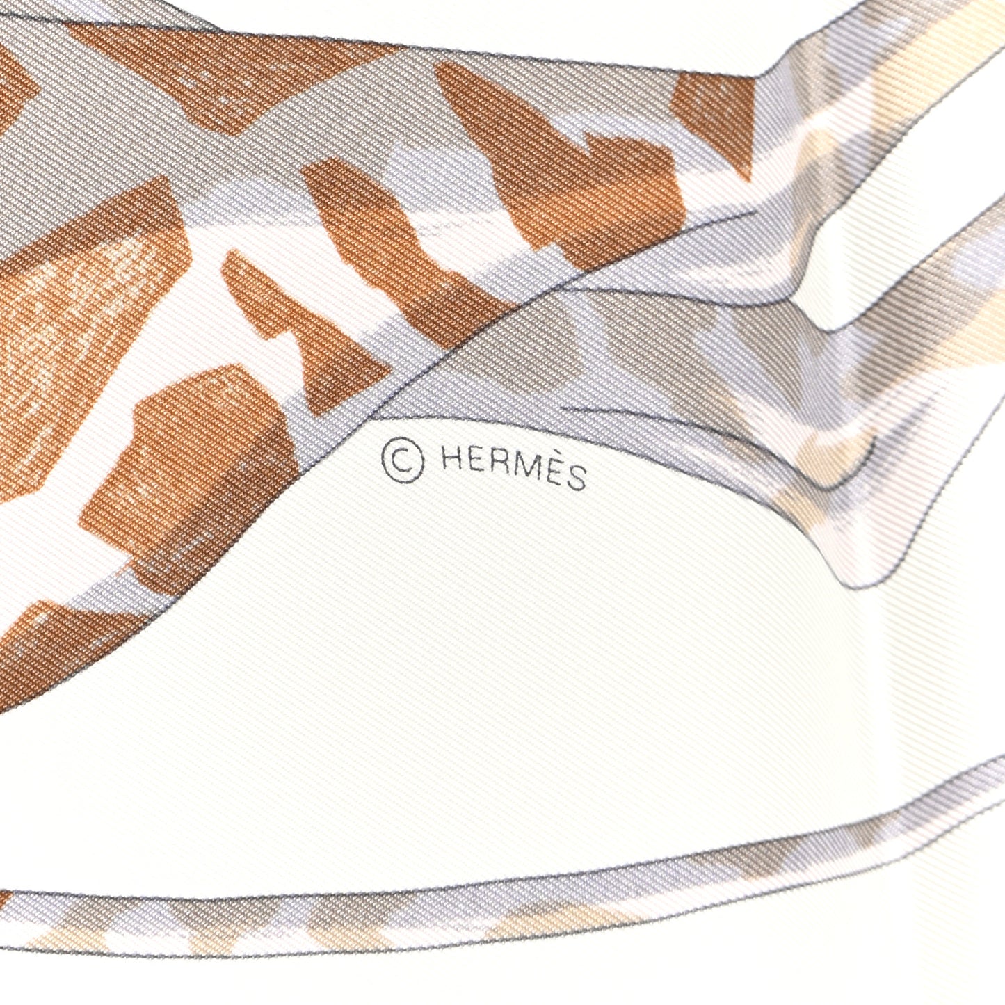 Silk Hermes Story Scarf 90 White Beige Multicolor
