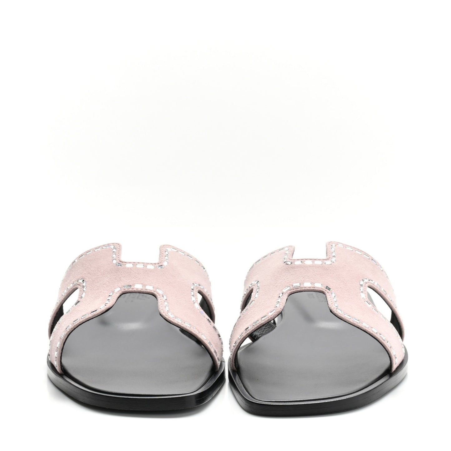 Suede Goatskin Crystal Embellished Oran Sandals 37 Rose Porcelaine
