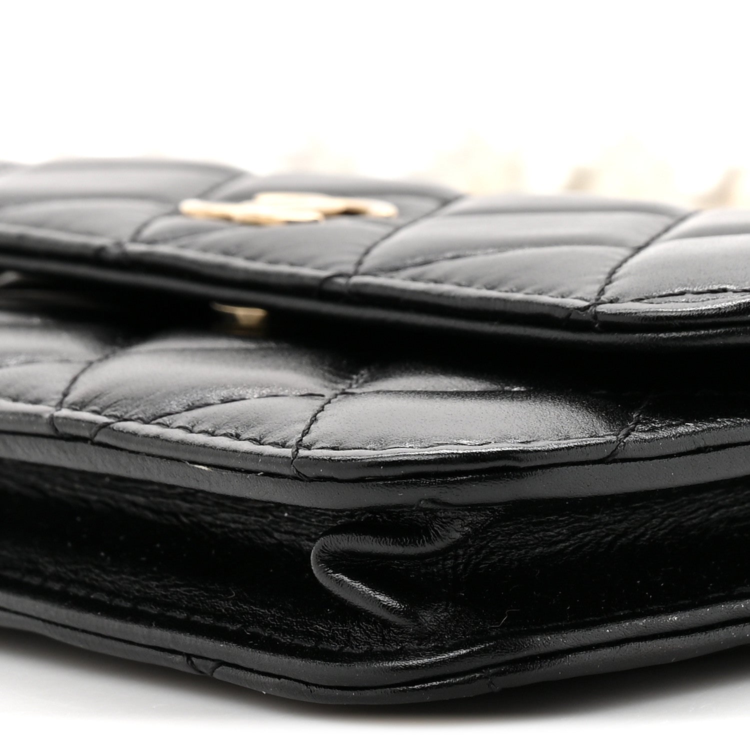 Chanel Calfskin Quilted Maxi Pearls Clutch With Chain Black 9 of 11