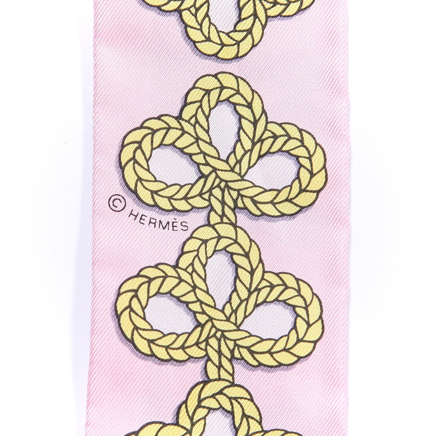 Hermes Silk Galons Et Brandebourg Twilly Rose Pale Bleu Jean 4 of 4