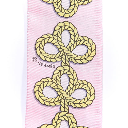 Hermes Silk Galons Et Brandebourg Twilly Rose Pale Bleu Jean 4 of 4