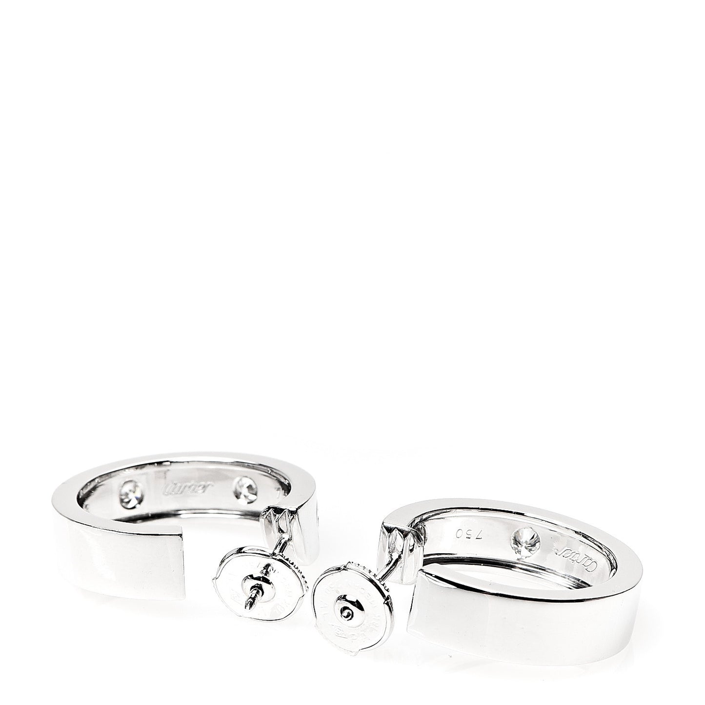 18K White Gold 6 Diamond 5.5mm LOVE Hoop Earrings