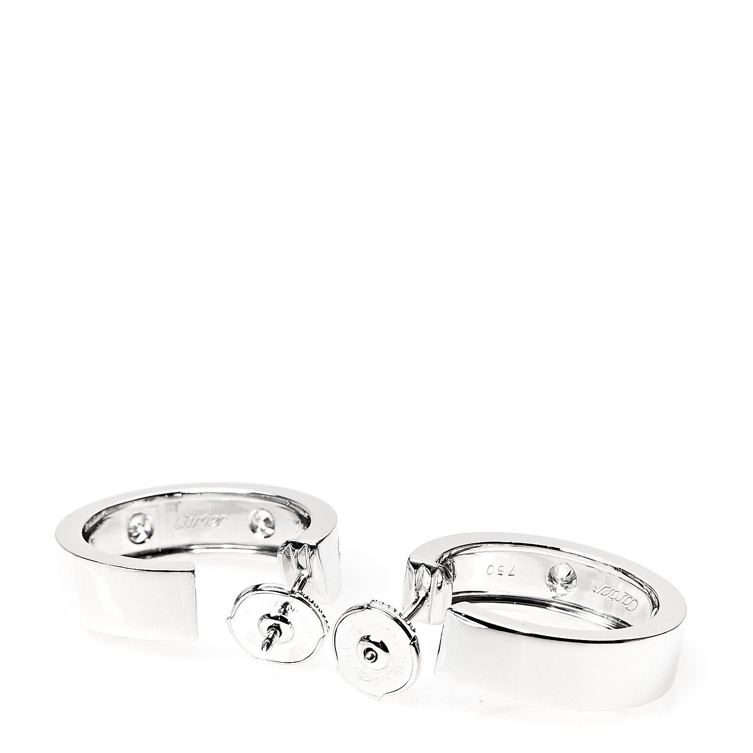 Cartier 18K White Gold 6 Diamond 5.5mm LOVE Hoop Earrings 3 of 6