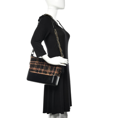 Chanel Tweed Calfskin Medium Gabrielle Hobo Black Brown 2 of 12