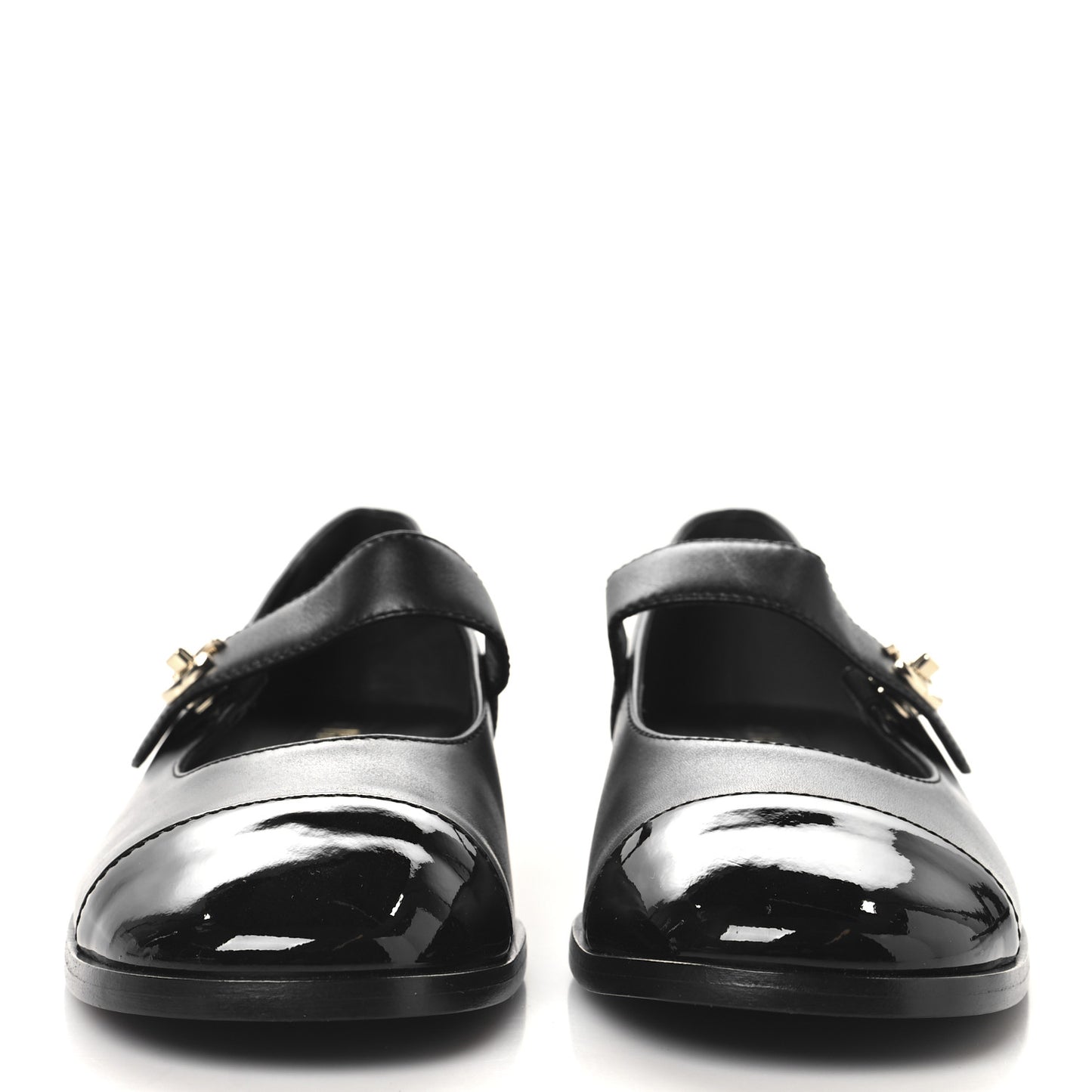 Calfskin Patent Mary Janes Flats 39 Black