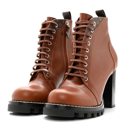 Louis Vuitton Calfskin Monogram Star Trail Ankle Boots 40 Cognac 3 of 13