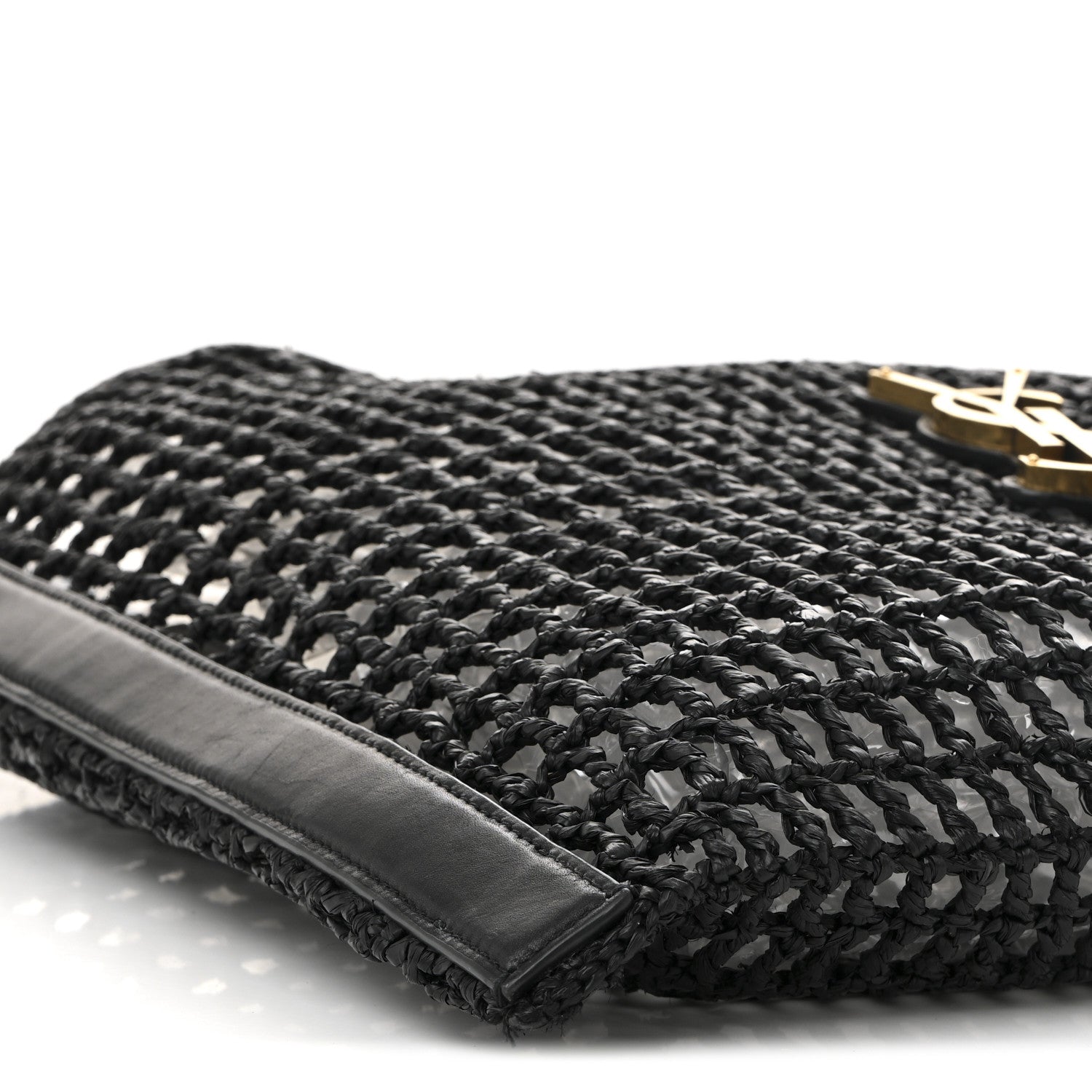 Saint Laurent Raffia Calfskin Oxalis Shoulder Bag Black 9 of 10