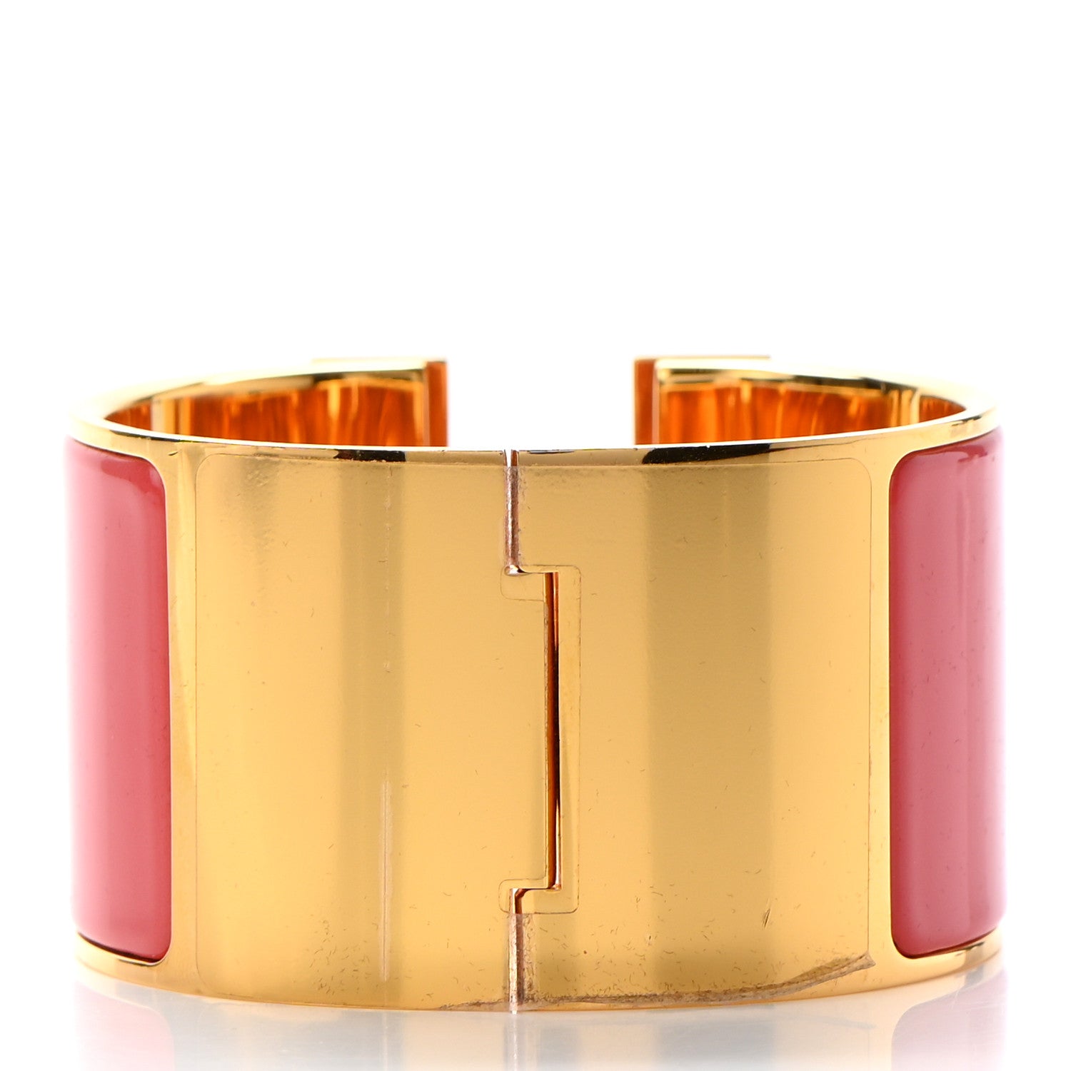 Hermes Enamel Extra Wide Clic Clac H Bracelet PM Rouge Corail 3 of 4