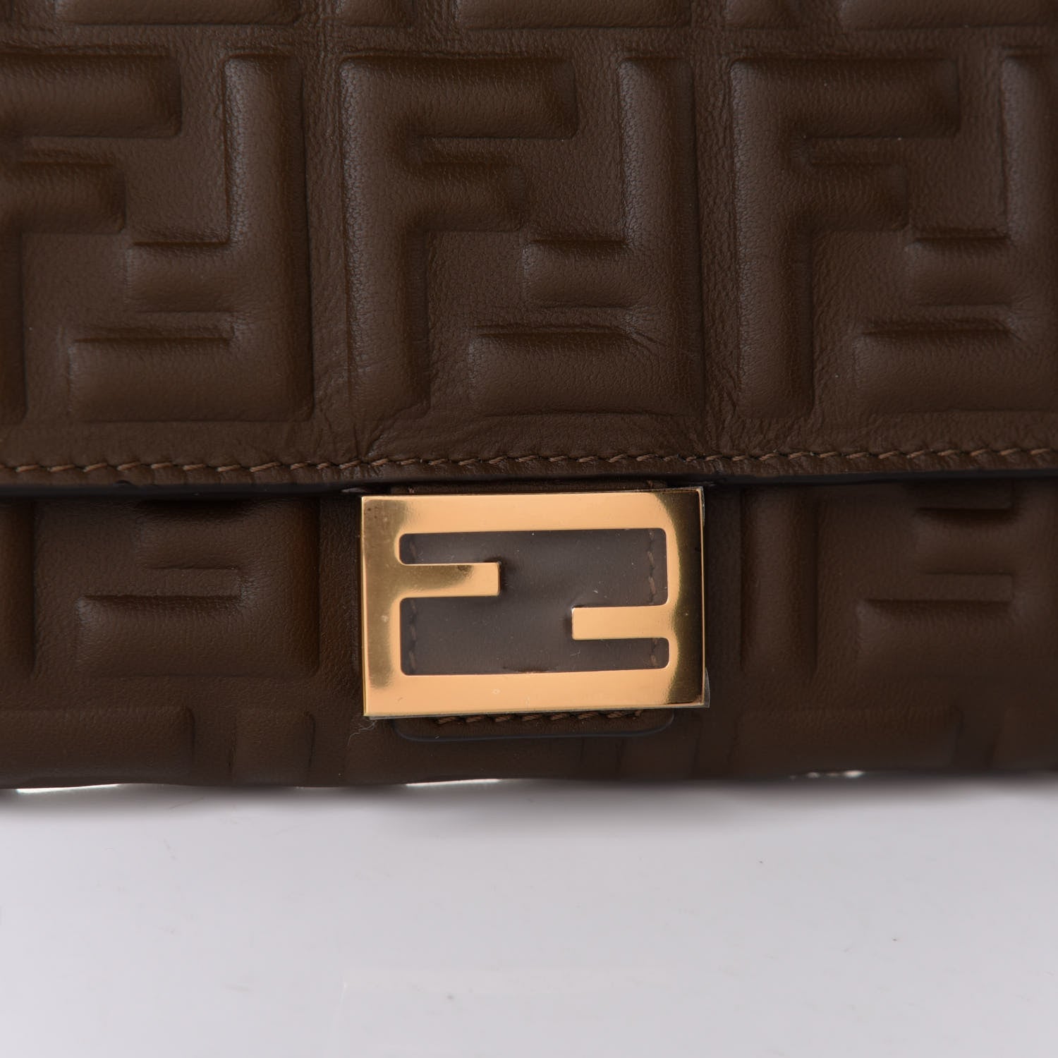 Fendi Nappa Matisse FF Embossed Continental Wallet On Chain Wood 10 of 13