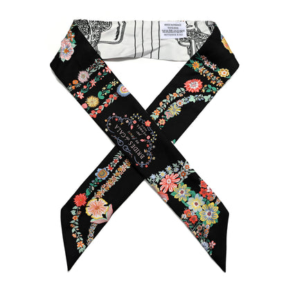 Hermes Silk Brides de Gala en Fleurs Twilly Black Multicolor White 1 of 4