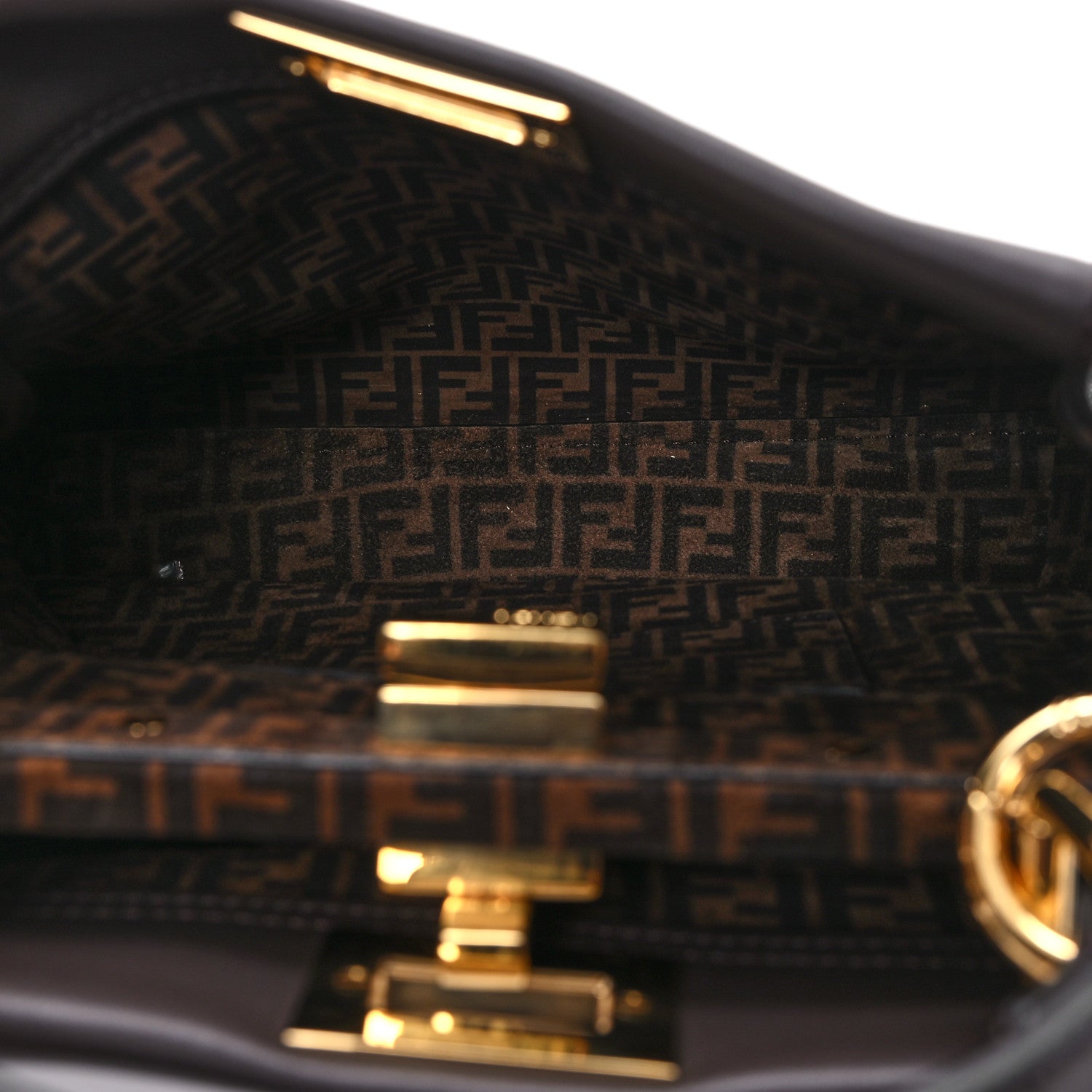 Fendi Vitello Seta Suede FF Mini Peekaboo Iconic Satchel Chocolate 6 of 10