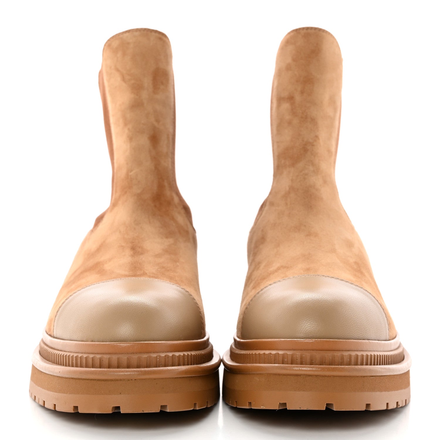 Chanel Suede Lambskin Cap Toe Ankle Boots 40 Light Brown 2 of 13