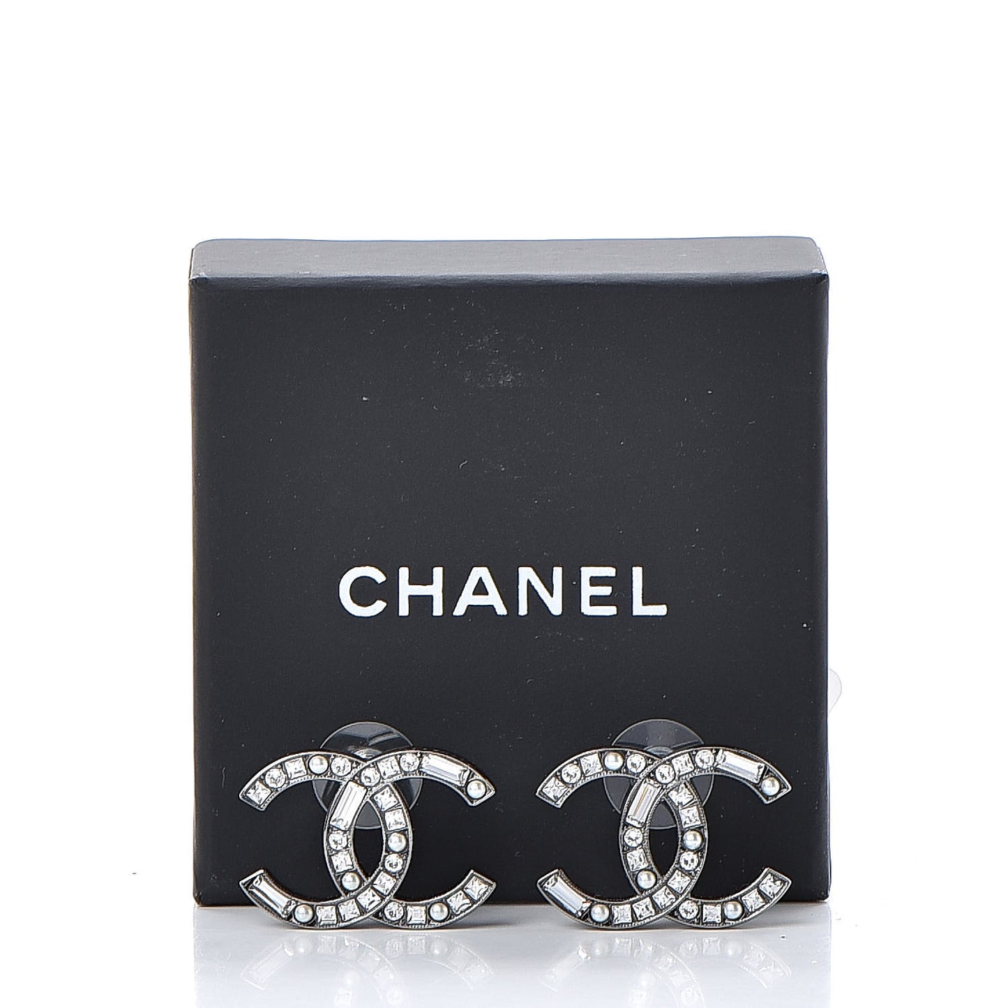 Baguette Crystal Pearl CC Bright Young Things Earrings Ruthenium
