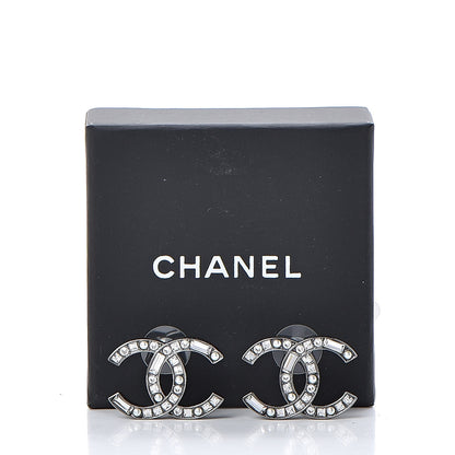 Chanel Baguette Crystal Pearl CC Bright Young Things Earrings Ruthenium 6 of 6