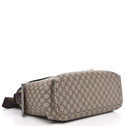 Gucci GG Supreme Monogram Selleria Calfskin Messenger Diaper Bag Beige Ebony Cocoa Dark Chocolate 5 of 13
