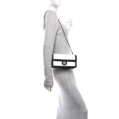 Chanel Lambskin Calfskin Small Chocolate Bar Flap Bag White Black 2 of 11