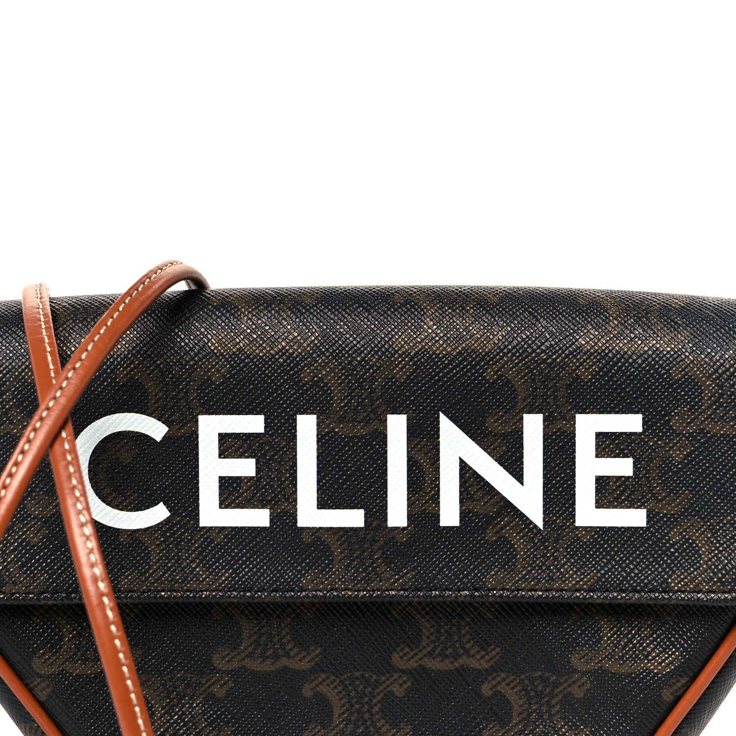 Celine Triomphe Canvas Triangle Crossbody Bag Tan 8 of 11
