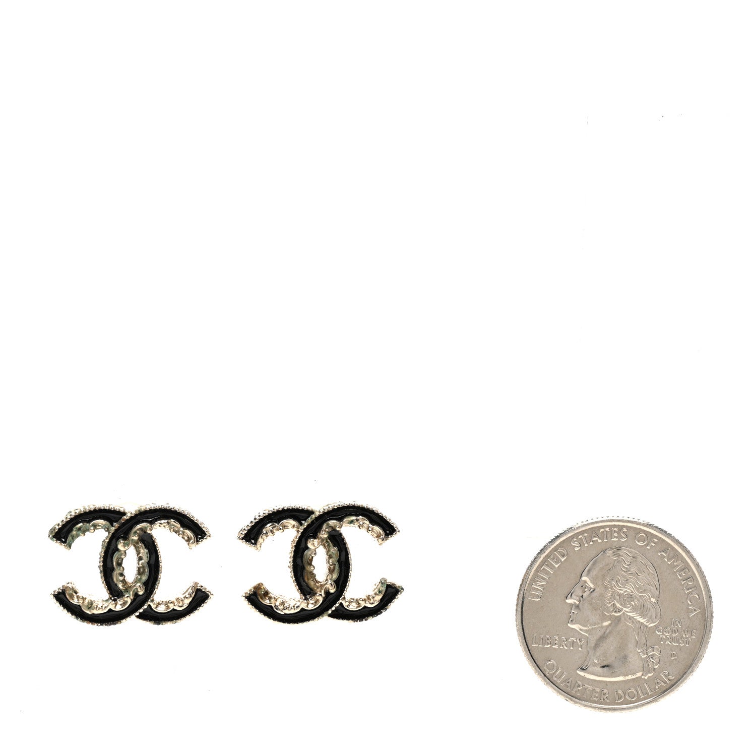 Chanel Enamel CC Baroque Earrings Black Gold 2 of 5
