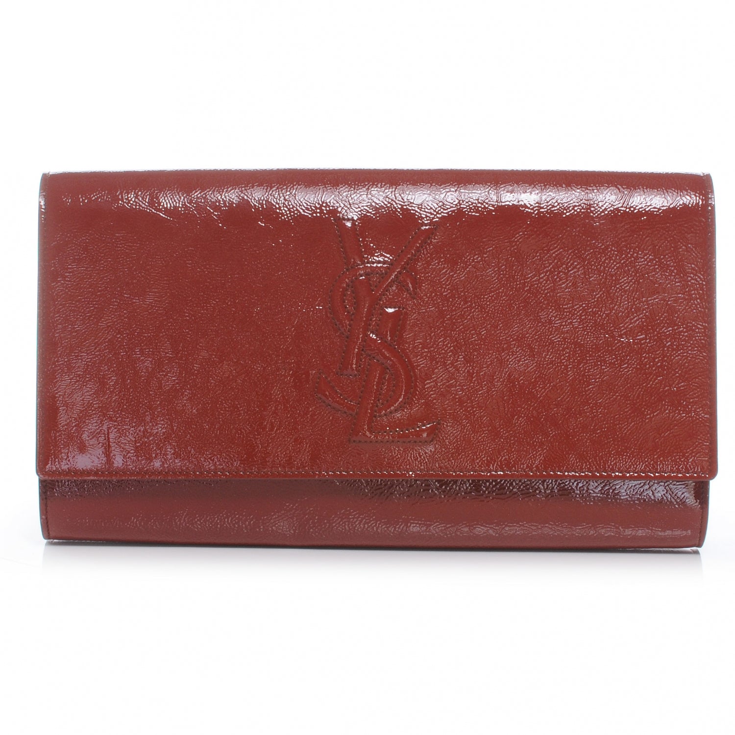 Saint Laurent Patent Belle de Jour Large Clutch Burnt Orange 1 of 7