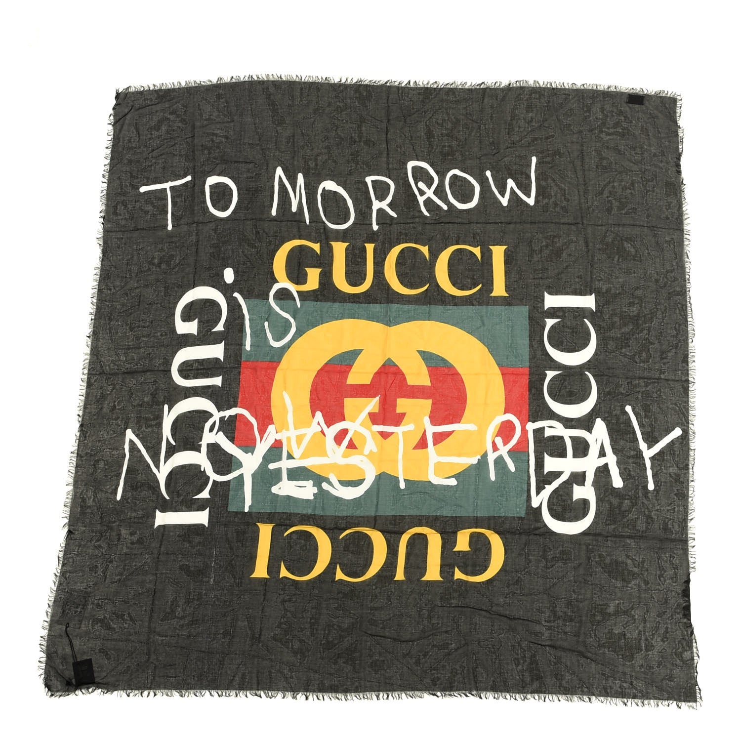 Gucci Modal Silk Coco Capitan Logo Square Scarf Black 1 of 4