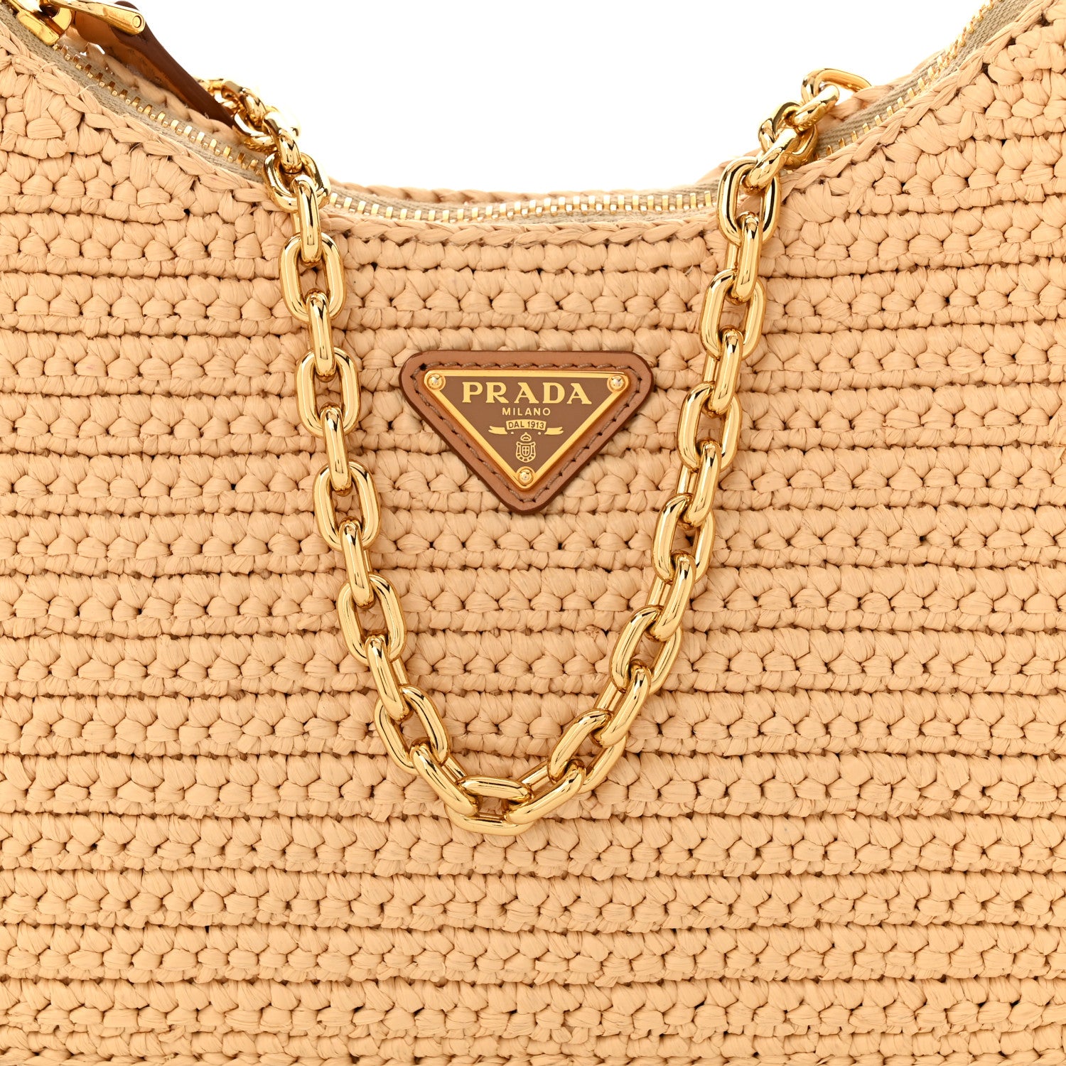 Prada Yarn Raffia Effect Crochet Re-Edition 2005 Shoulder Bag Naturale 9 of 11