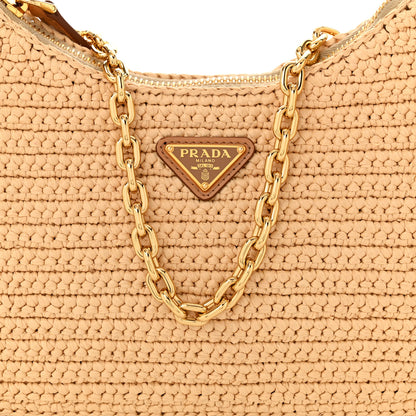 Prada Yarn Raffia Effect Crochet Re-Edition 2005 Shoulder Bag Naturale 9 of 11