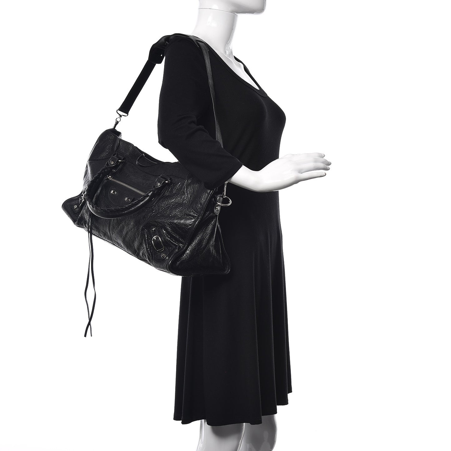 Agneau Classic Silver Hardware Part Time Black