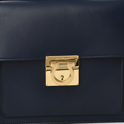 Salvatore Ferragamo Calfskin Marisol Top Handle Shoulder Bag Navy 7 of 10