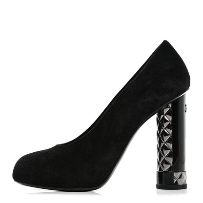 Chanel Suede Calfskin CC Pumps 39 Black 1 of 8