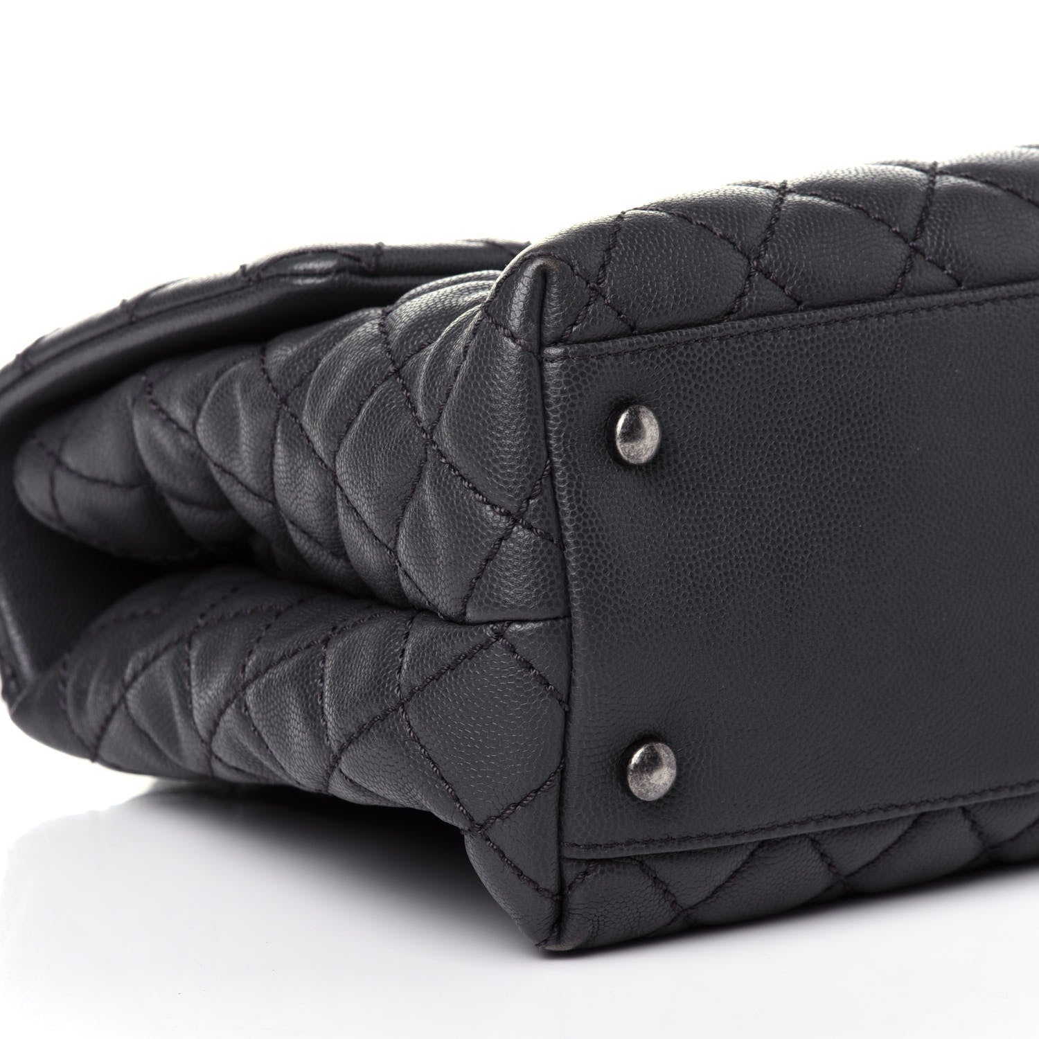 Chanel Caviar Lizard Quilted Medium Coco Handle Flap Grey 7 of 12