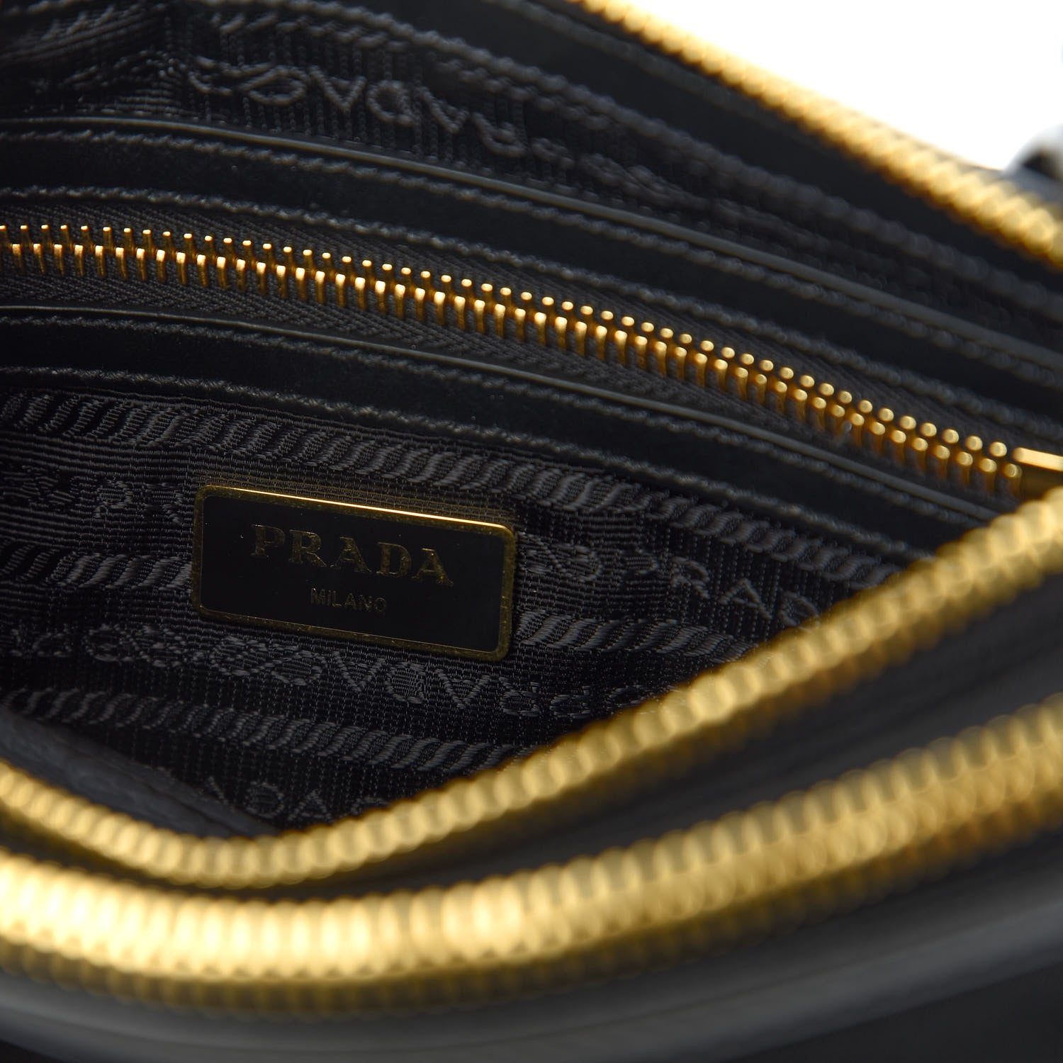 Prada Tessuto Nylon Soft Calf Double Zip Crossbody Bag Black 9 of 11