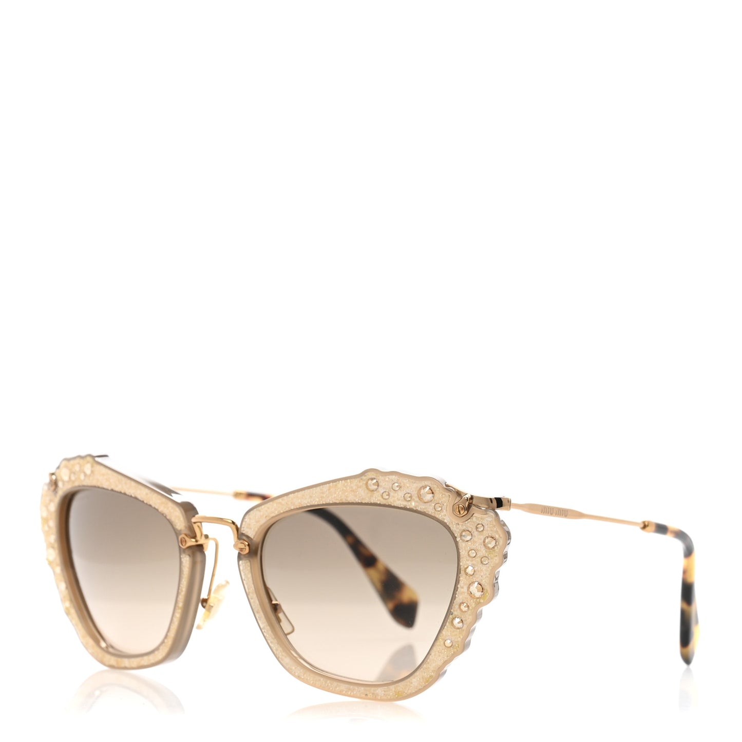 Metal Crystal Cat Eye Sunglasses SMU04Q Gold