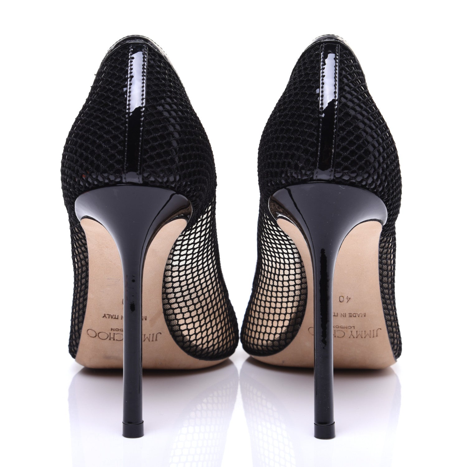 Jimmy Choo Mesh Patent Pointy Toe Romy 100 Pumps 40 Black 4 of 10